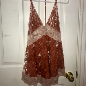 Pink velvet free people top